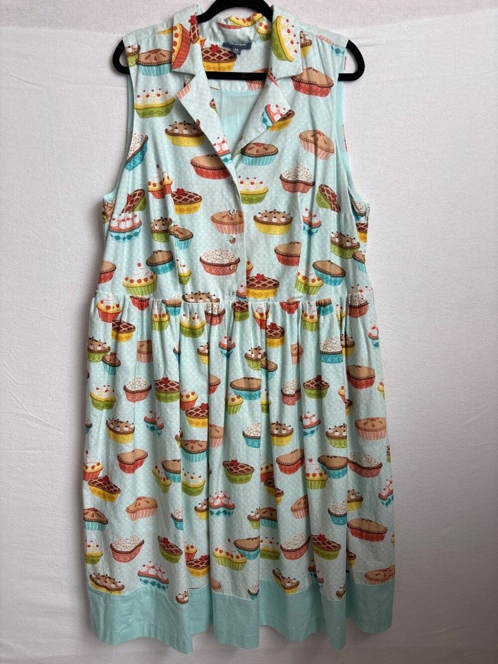 ModCloth Pie & Cupcake Lt Blue Cotton Fit & Flare Dress Size 24 (see desc) Twee